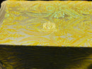 Big Damask Sequins Fabric - Yellow - 4 Way Stretch Damask Sequins Design Fabric By Yard