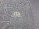 Sequins - White - 4 Way Stretch Fancy Fabric Embroidered On Mesh Sold By The Yard