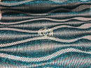 4 Way Stretch - Teal  - Horizontal Line Design Sequins On Stretch Mesh By The Yard