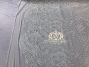 Sequins - White - 4 Way Stretch Fancy Fabric Embroidered On Mesh Sold By The Yard