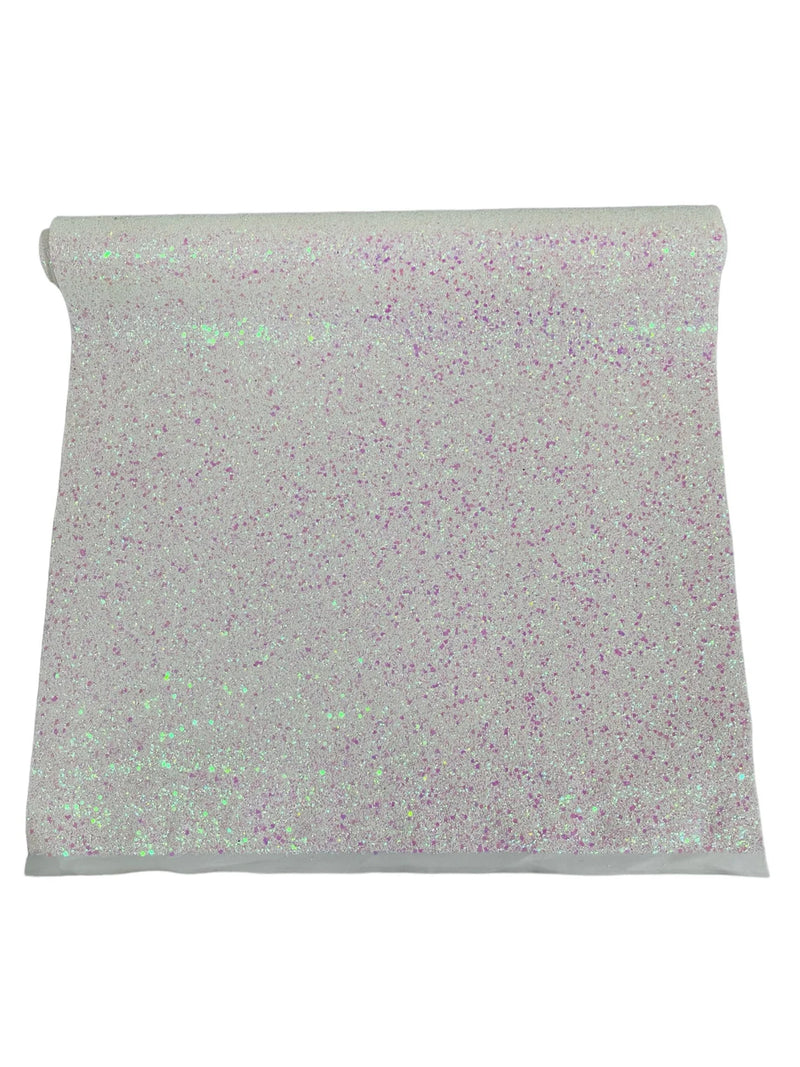 Chunky Glitter Vinyl - White / Pink Iridescent - 54" Wide Crafting Glitter Vinyl Fabric Sold By The Yard