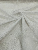3D Beaded Lace Fabric - White - Heavy Embroidery Handmade Lace, Beaded Fabric By Yard