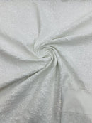 Mini Glitz Sequins Milliskin - White - 4 Way Stretch Milliskin Nylon Spandex Fabric Sold By Yard