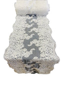 14" Metallic Floral Design Lace Table Runner - White - Event Table Decor Runner Sold By Yard