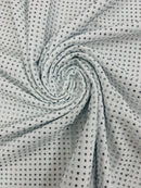 Solid Color Rhinestone Fabric - White - 4 Way Stretch Soft Solid Color Fabric with Crystal Stones Sold By Yard