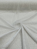 3D Beaded Lace Fabric - White - Heavy Embroidery Handmade Lace, Beaded Fabric By Yard