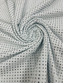 Solid Color Rhinestone Fabric - White - 4 Way Stretch Soft Solid Color Fabric with Crystal Stones Sold By Yard