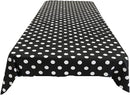 58" Polka Dot Tablecloth - White on Black - Polka Dot Design Rectangular Table Cover (Pick Size)
