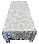 3D Butterfly Tablecloth - White on Black - 52" x 102" Inches 3D Butterfly Sheer Mesh Tablecloth