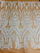 Damask Sequins Fabric - 4 Way Stretch Big Damask Sequins Fabric - Pick Color - 25 Yard Roll