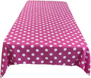 58" Polka Dot Tablecloth - White on Fuchsia - Polka Dot Design Rectangular Table Cover (Pick Size)