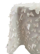 3D Butterfly Tablecloth - White on Light Pink - 52" x 102" Inches 3D Butterfly Sheer Mesh Tablecloth