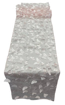 3D Butterfly Table Runner - White on Light Pink - 12" x 90"  3D Butterfly Sheer Mesh Table Runner