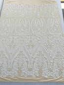 Damask Sequins Fabric - 4 Way Stretch Big Damask Sequins Fabric - Pick Color - 25 Yard Roll