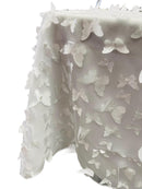 3D Butterfly Tablecloth - White on White - 52" x 102" Inches 3D Butterfly Sheer Mesh Tablecloth