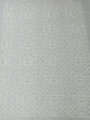 Geometric Shape Sequin - White - Fancy Geometric Sequins Design on Mesh By Yard
