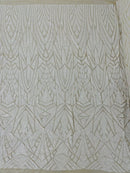 Geometric Fabric - Geometric Sequins Pattern Design 4 Way Stretch - 25 Yard Roll