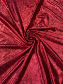 Foiled Stretch Velvet - Wine - 4 Way Stretch Velvet Foil Fabric - 60'' Wide Sold By The Yard