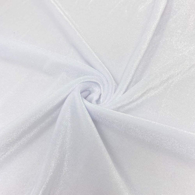 Velvet Stretch Fabric -  White  - Spandex Stretch Velvet Fabric 60'' Wide Sold By Yard