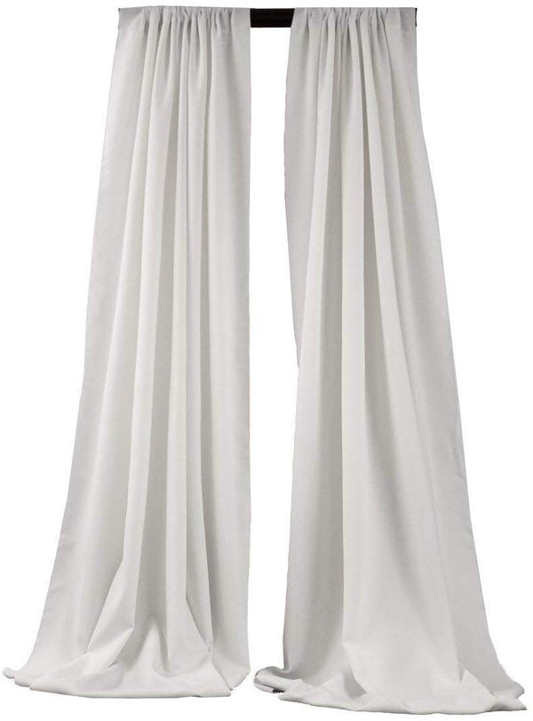 5 Feet x 10 Feet - White - Polyester Backdrop Drape Curtains, Polyester Poplin Backdrop - 1 Pair