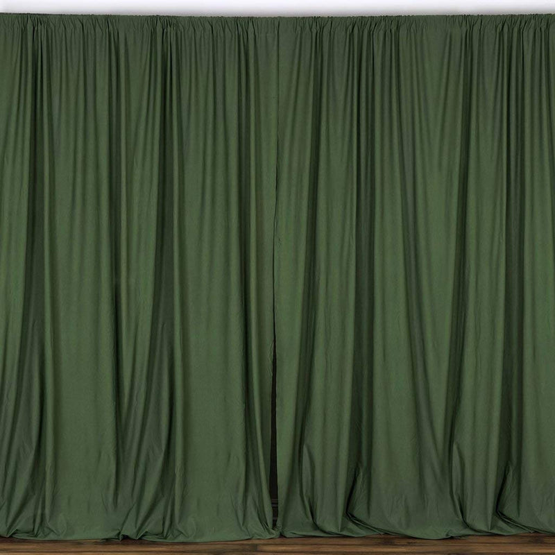 5 Feet x 10 Feet - Willow Green Polyester Poplin Backdrop Drape Curtains, Photography Decor 1 Pair