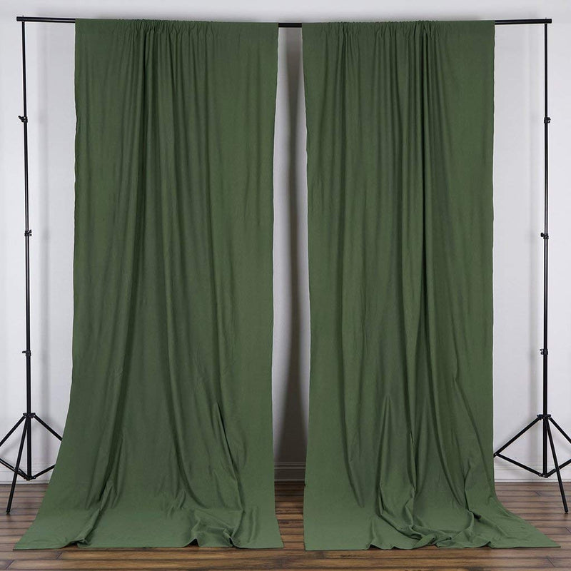 5 Feet x 10 Feet - Willow Green Polyester Poplin Backdrop Drape Curtains, Photography Decor 1 Pair