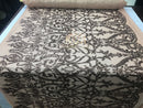 4 Way Stretch - Dusty Rose - Sequins Damask Design Fabric Embroidered On Mesh Sold By The Yard