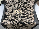 Two Tone Sequins - Black / Cream - 4 Way Stretch Fancy Design Mesh Fabric Sold By The Yard