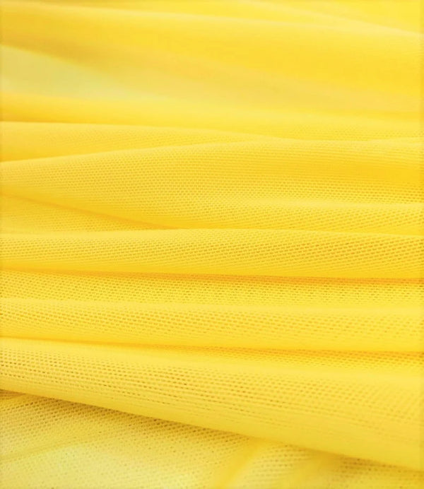 Power Mesh Fabric - Yellow - Nylon Lycra Spandex 4 Way Stretch Fabric  58"/60" By Yard