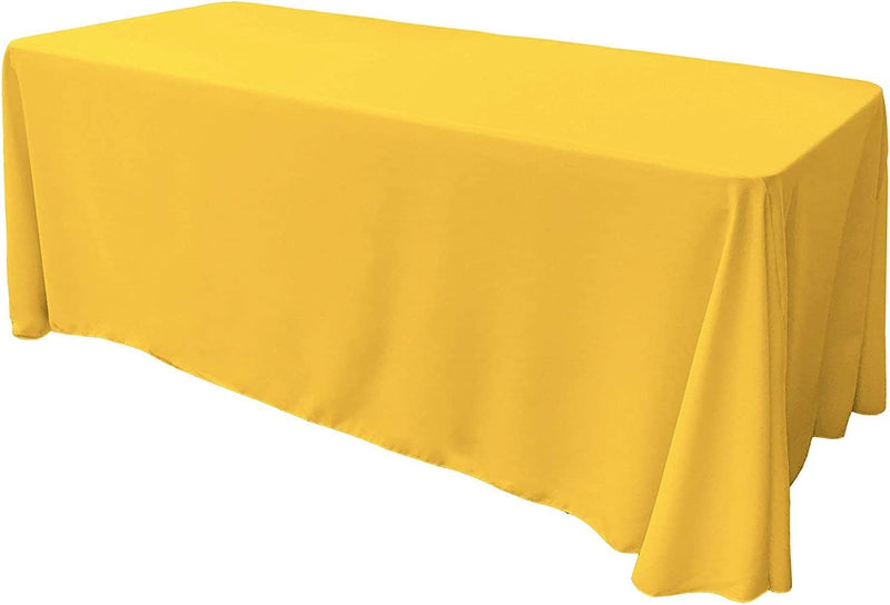 90" Solid Tablecloth - Yellow - Polyester Poplin Rectangular Full Table Cover (Pick Size)