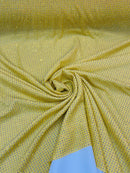 Power Mesh Rhinestone Fabric - Yellow - 4 Way Stretch Power Mesh Fabric Crystal Stones By Yard