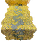 14" Metallic Floral Design Lace Table Runner - Yellow - Event Table Decor Runner Sold By Yard
