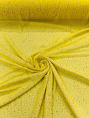 Power Mesh Polyester Rhinestone Fabric - Yellow - 4 Way Stretch Power Mesh Fabric Crystal Stones By Yard