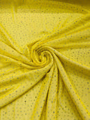 Power Mesh Polyester Rhinestone Fabric - Yellow - 4 Way Stretch Power Mesh Fabric Crystal Stones By Yard