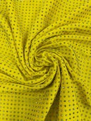 Solid Color Rhinestone Fabric - Yellow - 4 Way Stretch Soft Solid Color Fabric with Crystal Stones Sold By Yard
