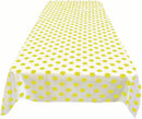 58" Polka Dot Tablecloth - Yellow on White - Polka Dot Design Rectangular Table Cover (Pick Size)