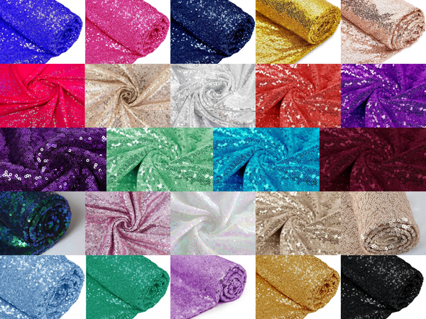 Mini Glitz Sequins - Shiny Sequins Embroidered on Mesh Fabric - Pick Color - 30 Yard Roll