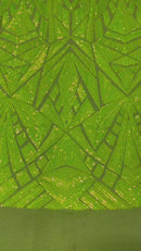 Geometric Fabric - Lime Green - Geometric Sequins Pattern Design 4 Way Stretch Sold By Yard