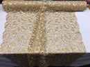 Guipure Lace Fabric - Gold - Embroidered Floral Bridal Lace Guipure Wedding Dress By The Yard