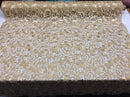 Guipure Lace Fabric - Gold - Embroidered Floral Bridal Lace Guipure Wedding Dress By The Yard