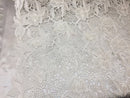 Guipure Lace Fabric - Ivory - Embroidered Bridal Wedding Dress Design Fabrics Sold By The Yard