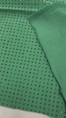 Solid Color Rhinestone Fabric - Hunter Green - 4 Way Stretch Soft Solid Color Fabric with Crystal Stones Sold By Yard