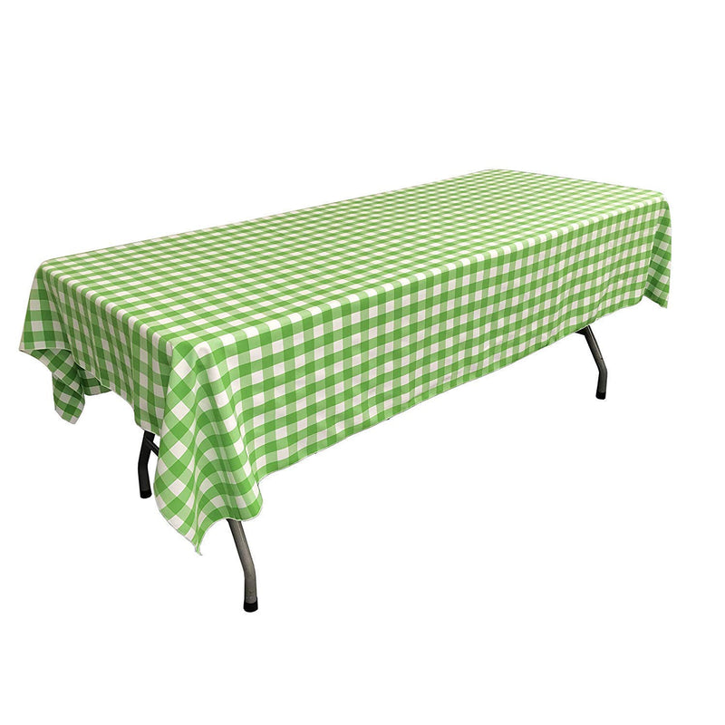 60" Rectangular Checkered Tablecloth (Apple Green/White) Linen Checkered Tablecloth