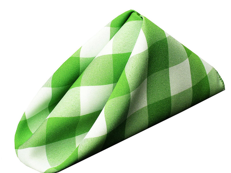 Checkered Napkins - Apple Green - 15-Inch Polyester Napkins (1-Dozen) Checkered Napkins