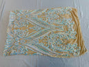 Big Damask Sequins Fabric - Aqua Iridescent - 4 Way Stretch Damask Sequins Design Fabric By Yard