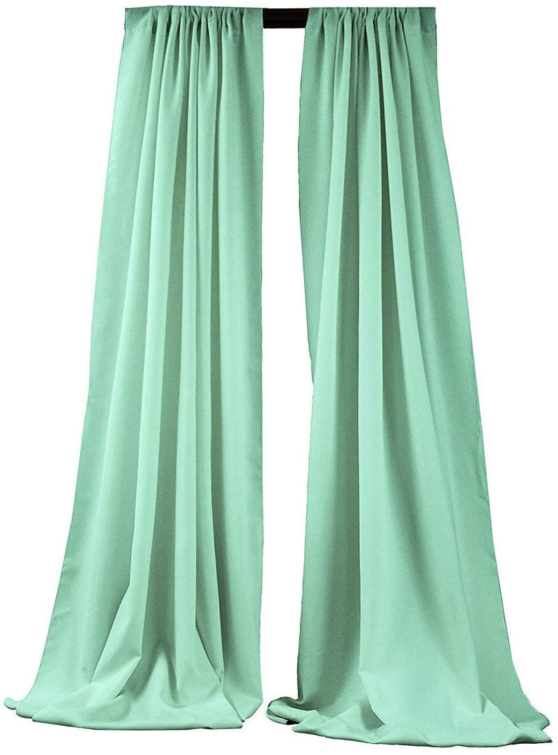 5 Feet x 10 Feet - Aqua - Polyester Backdrop Drape Curtains, Polyester Poplin Backdrop 1 Pair