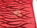 4 Way Stretch - Red - Vines Design Sequins Fabric Embroidered On Mesh Sold By The Yard