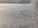 Floral - White - Embroided Lace Fabric Damask Pattern - Beautiful Fabrics Sold by The Yard