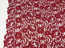 Guipure Lace Fabric Burgundy - Embroidered Floral Bridal Lace Guipure Wedding Dress By The Yard