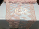 Lace Fabric - Blush Pink - Corded Flowers Embroidery With Sequins On Mesh Sold By The Yard